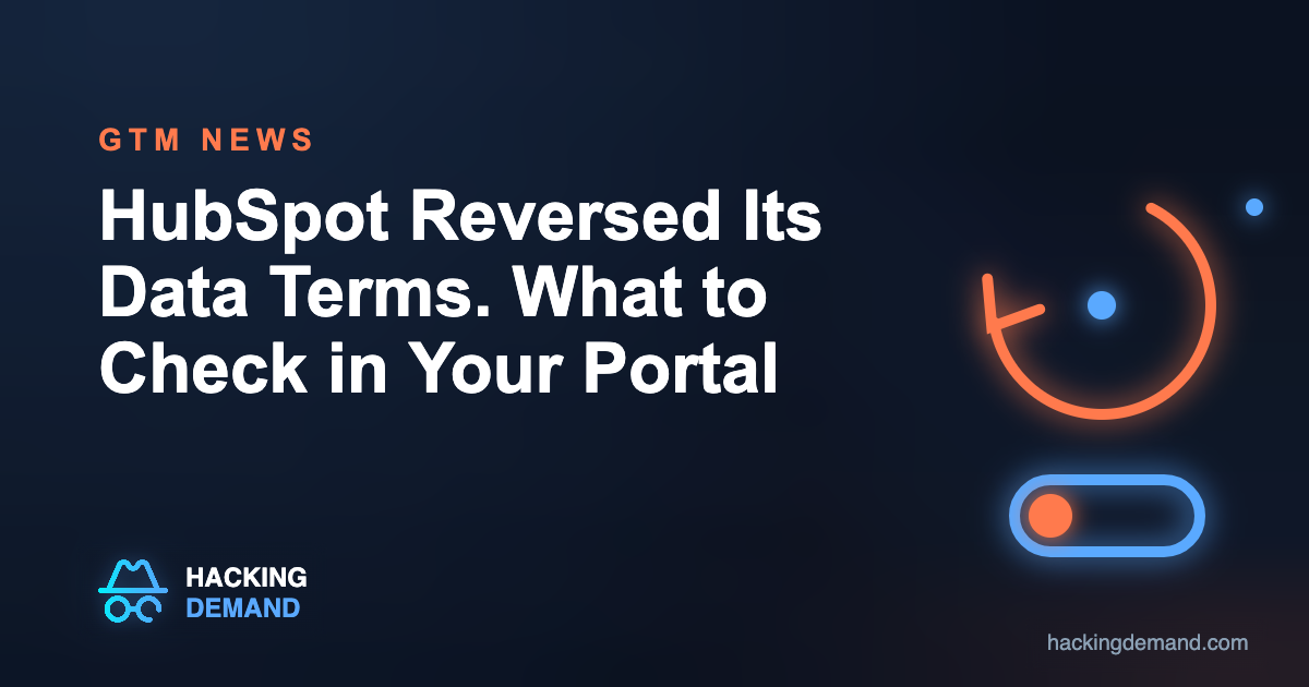 HubSpot data-sharing terms reversal: undo arrow and opt-out toggle